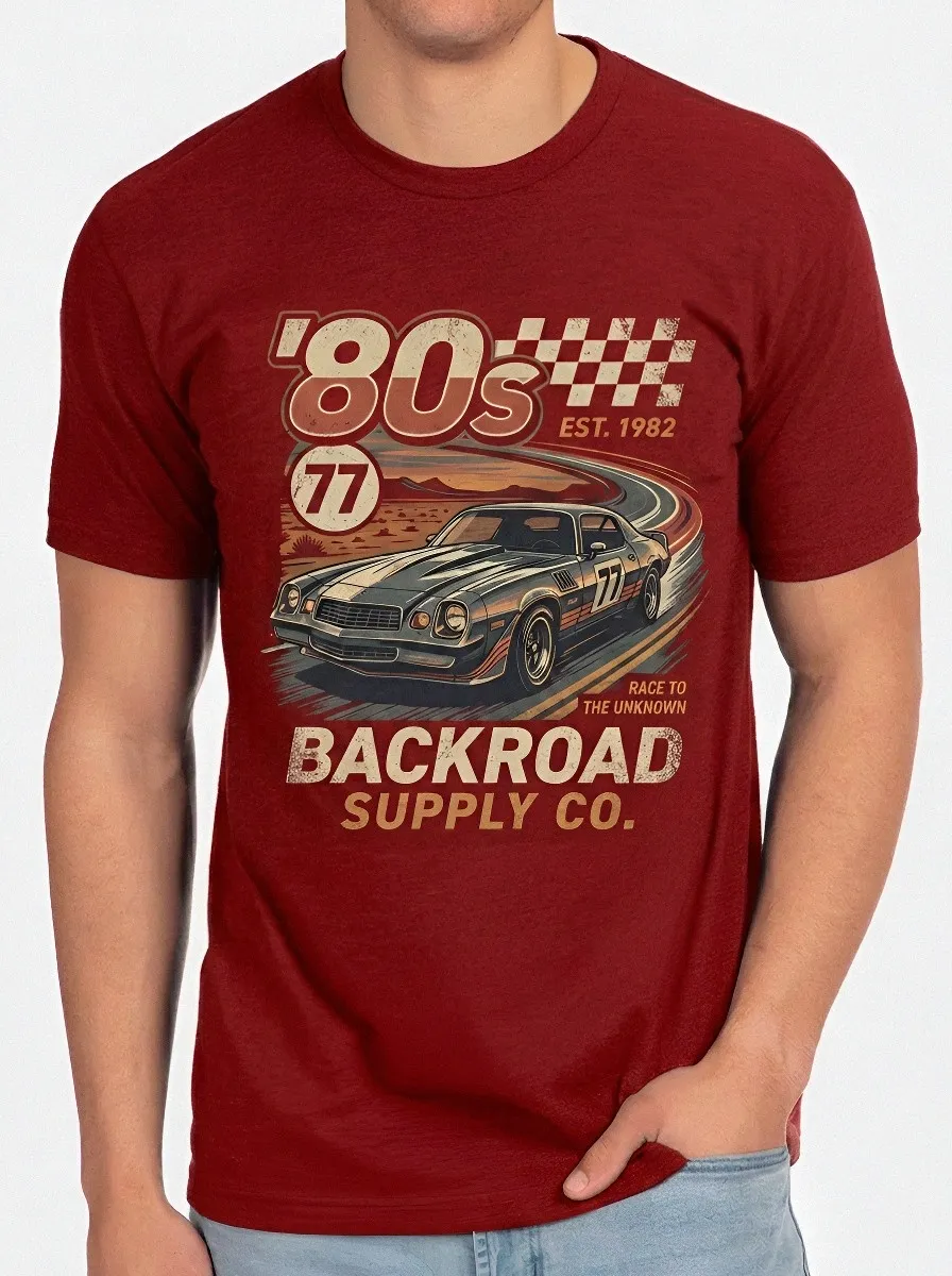 Men's 80s Vintage Muscle Car Racing Printed T-shirt