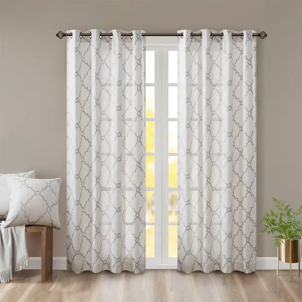 Refined Cotton Geometric Grommet Modern Curtain Panel