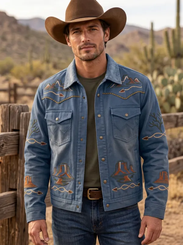 Rodeo Heritage Desert Mountain Embroidered Edit Men's Western Jacket