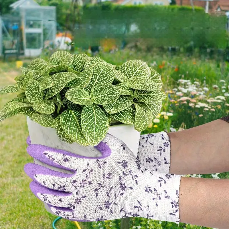 Floral Pattern Garden Work Gloves