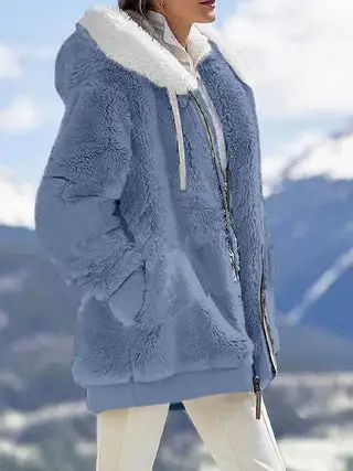 Oversized Hooded Plush Jacket