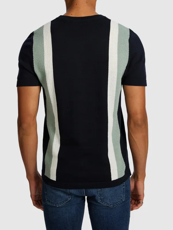 Color Blocked Knit Short Sleeve T-Shirt