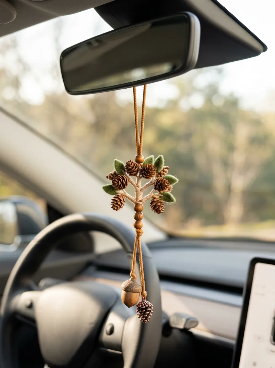Refined Geometric-Look Rearview Mirror Hanging Ornament