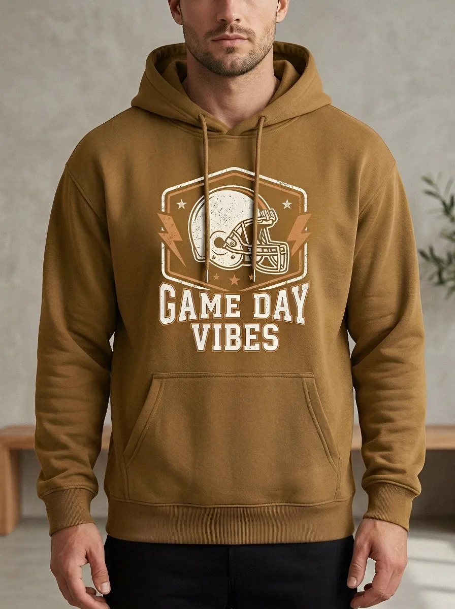 Everyday Men's American Football Game Day Vibes Helmet Printed Hoodie