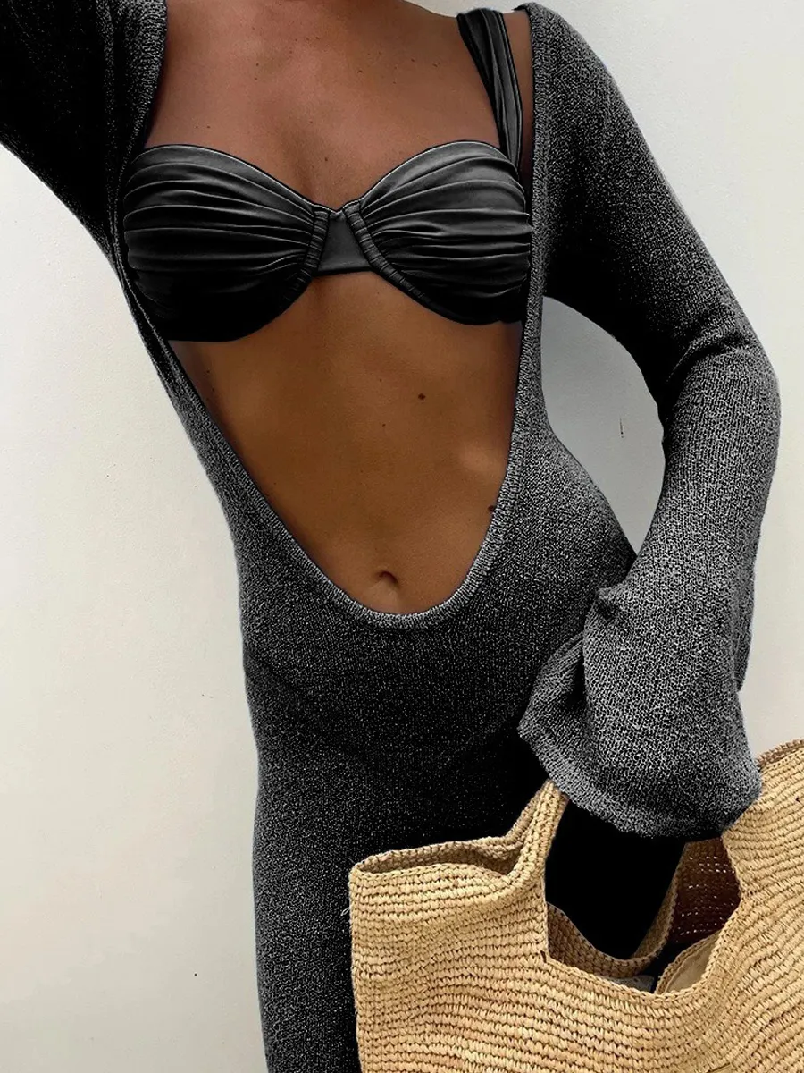 Siena Solid-Color Three-Piece Bikini Set