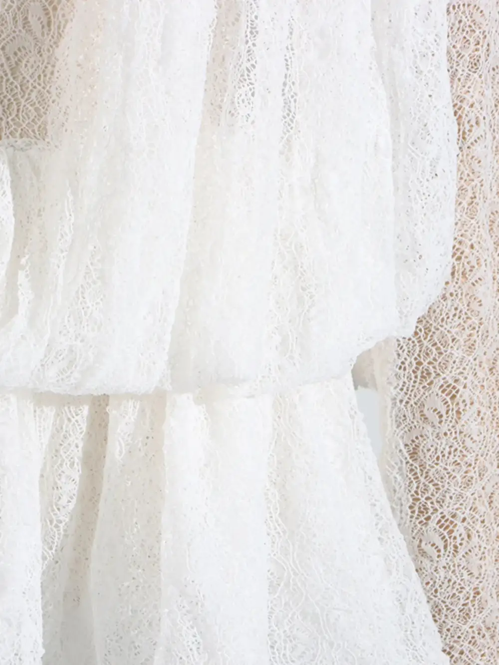 Structured Shape Lace Ruffle Mini Dress