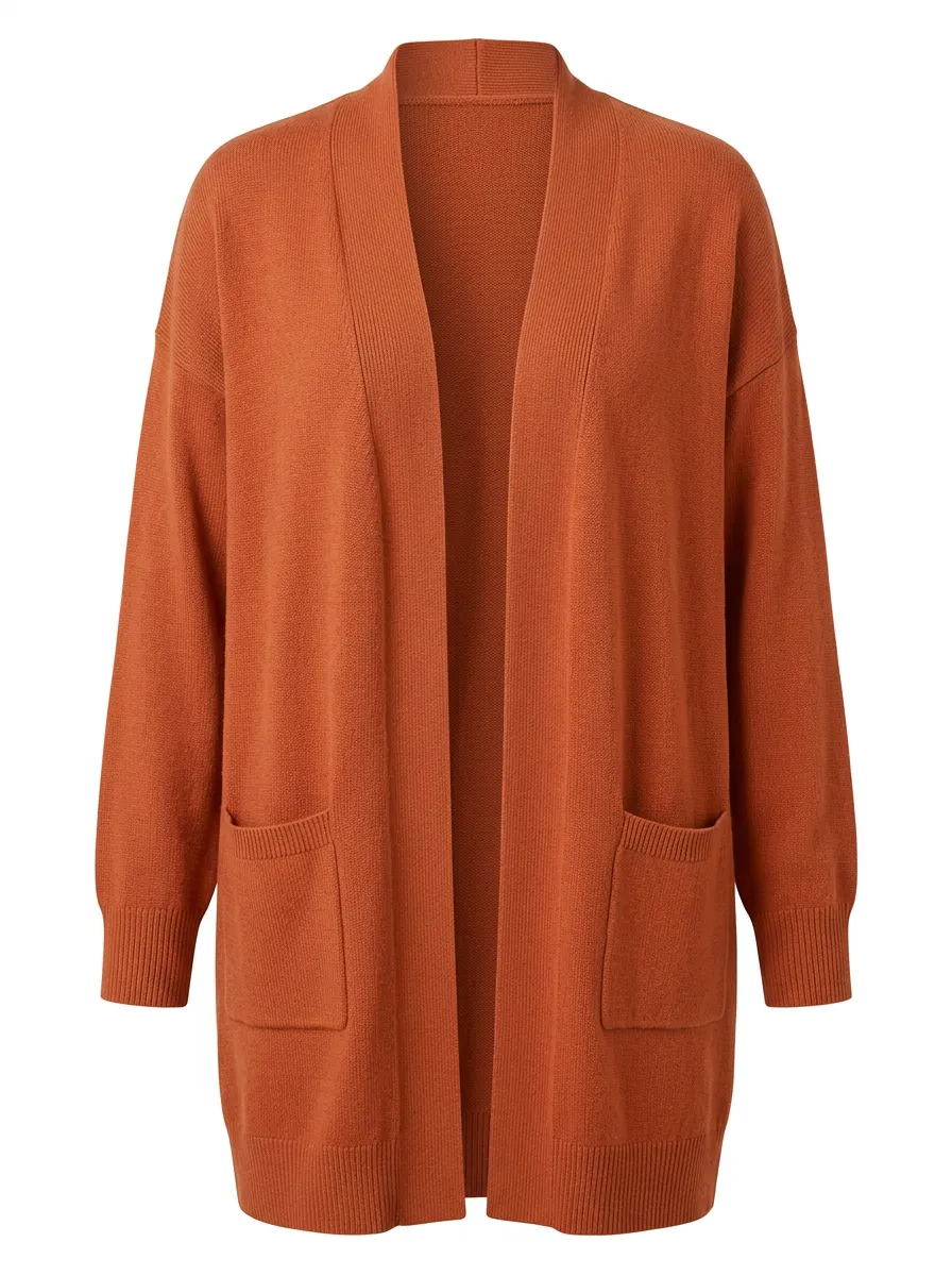 Decorative Open-Front Knit Cardigan