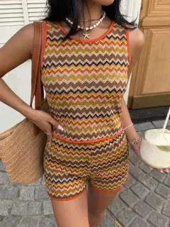 Refined Knit Shorts Matching Set