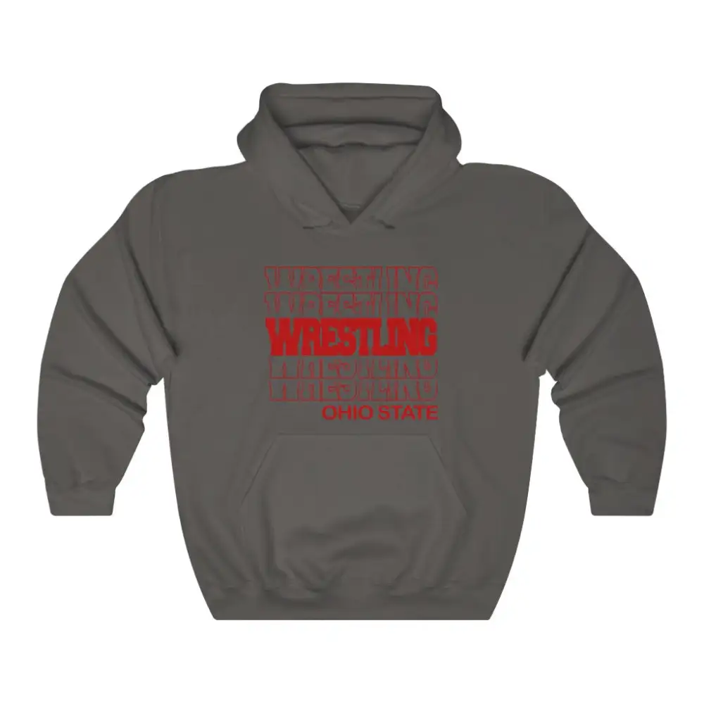 Relaxed Modern Stacked Wrestling Graphic Pullover Hoodie