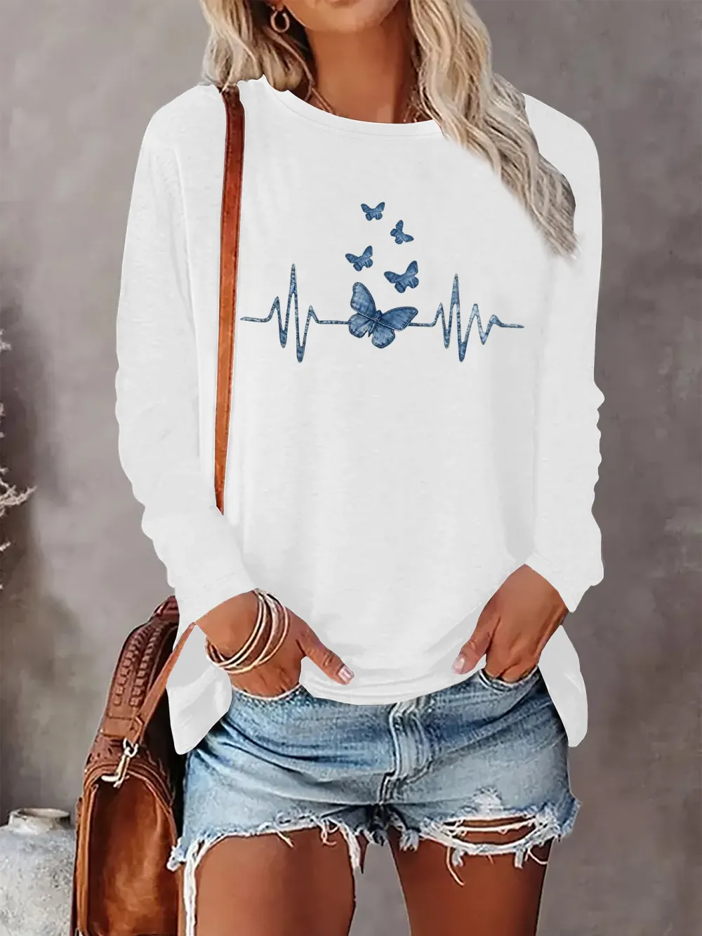 Butterfly Heartbeat Printed T-Shirt