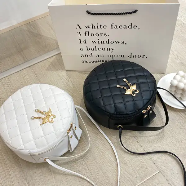 Compact Quilted Round Handbag