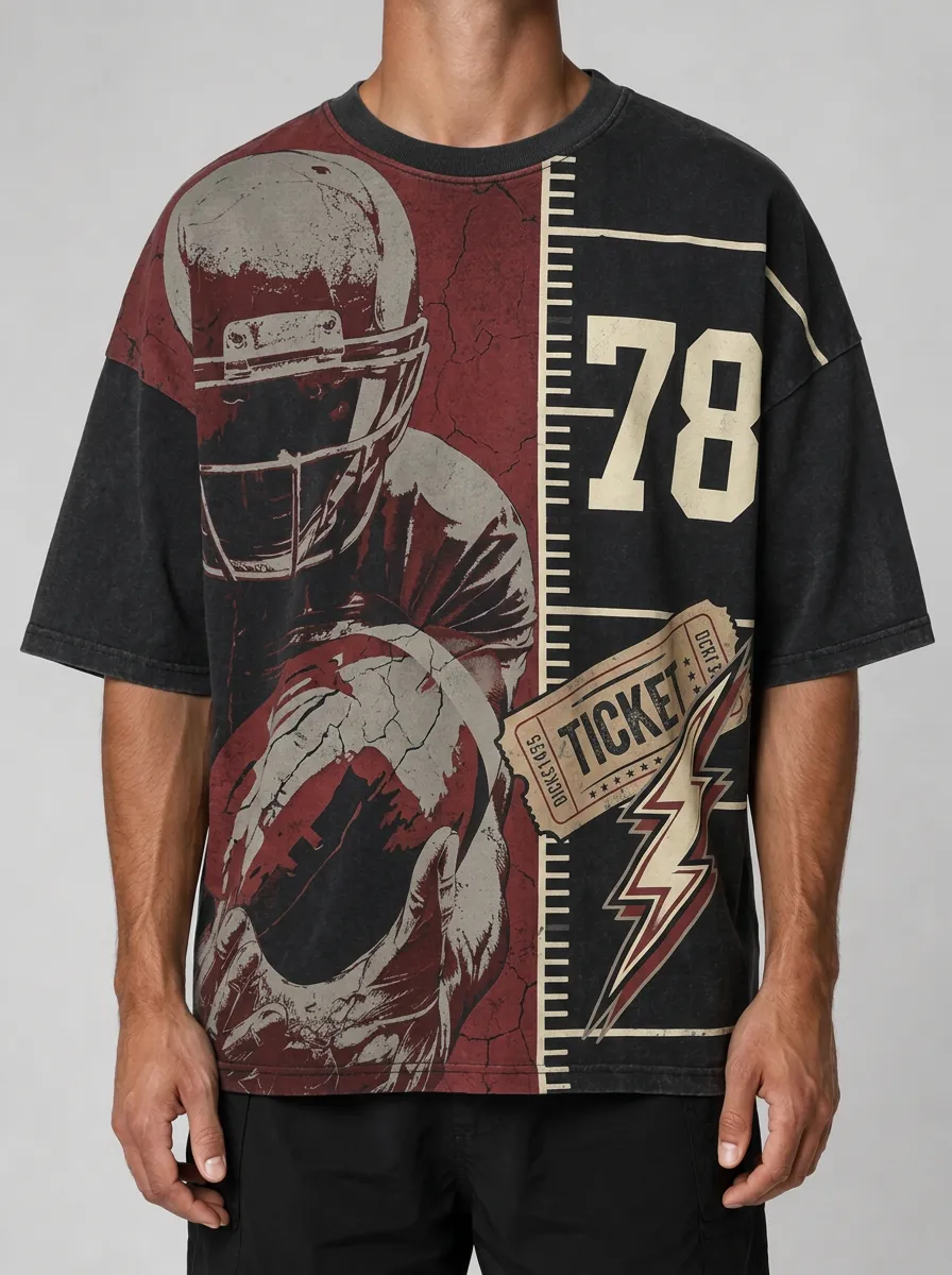 Men's American Football 78 Ticket Graphic Printed T-shirt