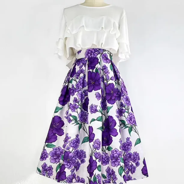 Structured Market High Waist Skirt