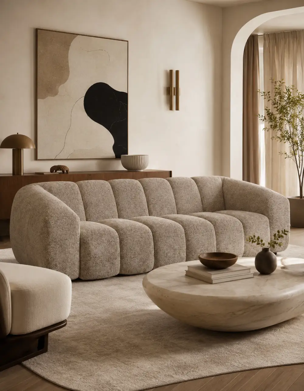 Channel-Back Chenille Sofa