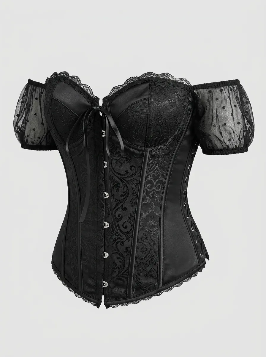 Lace-Trim Gothic-Inspired Women's Corset Top