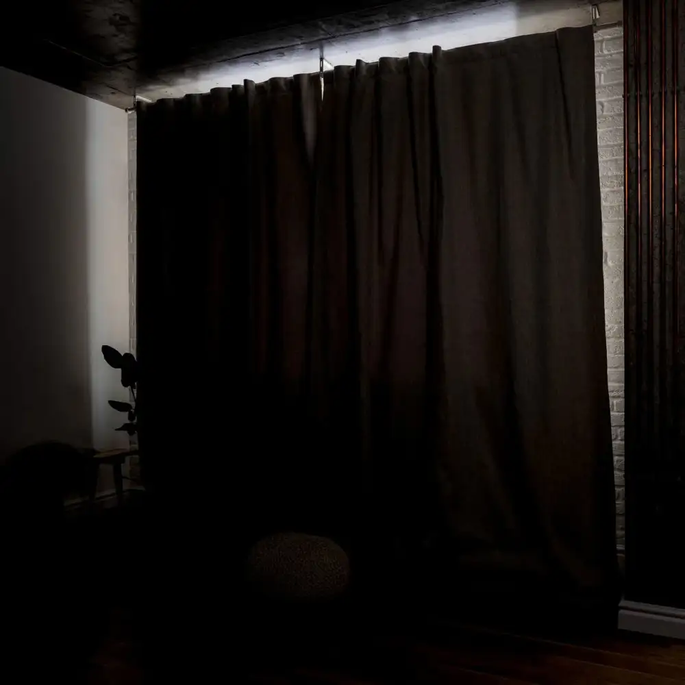 Simple Back Tab Linen Curtain