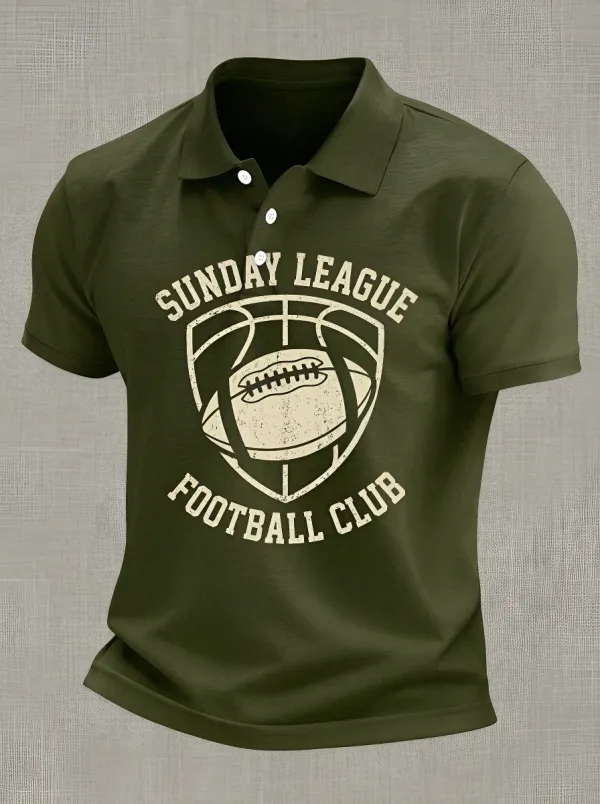 Men's Sunday League Football Club Shield Printed Polo Shirt