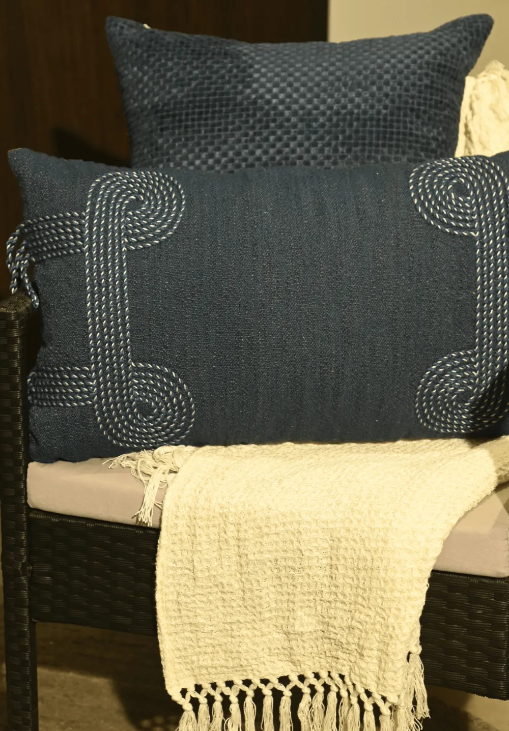 Handwoven Striped Textured Cotton Decorative Cushion Cover