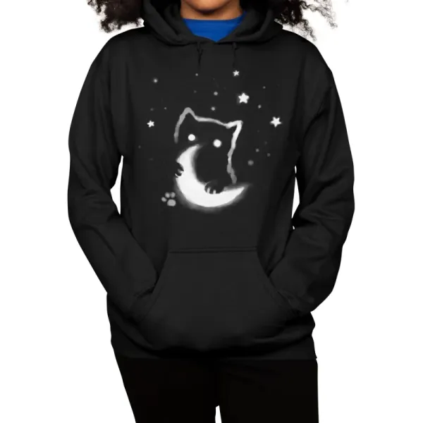 Whimsical Cat Moon Hoodie, Fantasy Fans' Pick