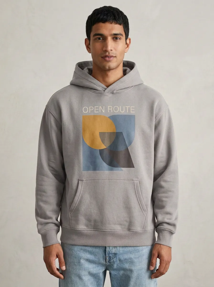 Relaxed Open Route Abstract Geometric Hoodie