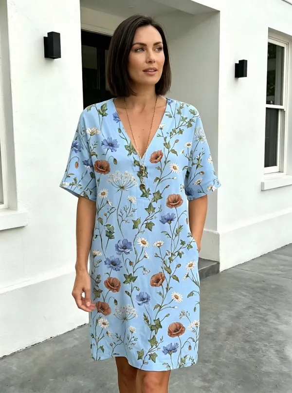 Women's Summer Vacation Wildflower Floral Printed Dress
