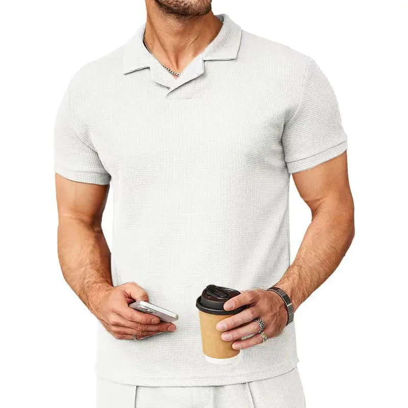 Short Sleeve Fitted Fine Knit Polo Shirt