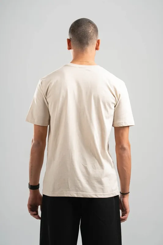 Beige Soft Cotton Crewneck Tee