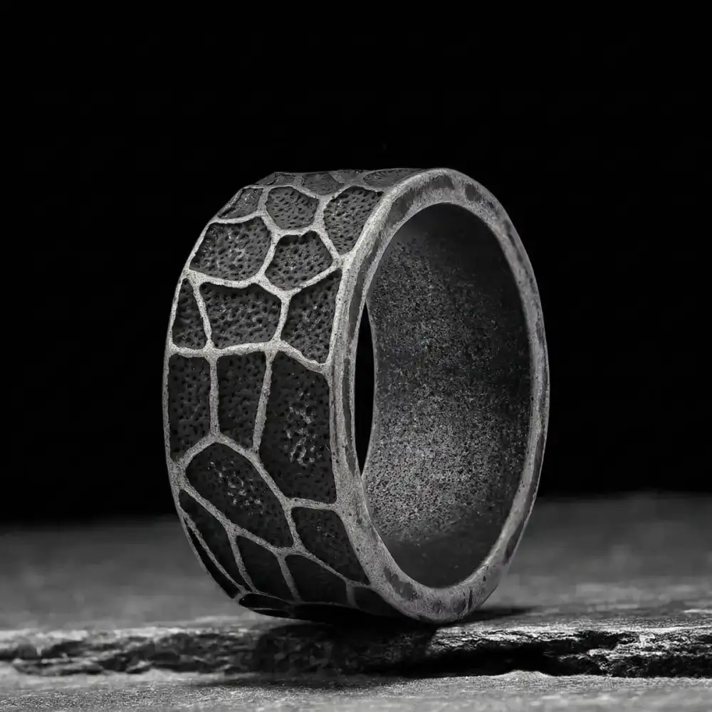 Men's Distressed Texture Band Ring