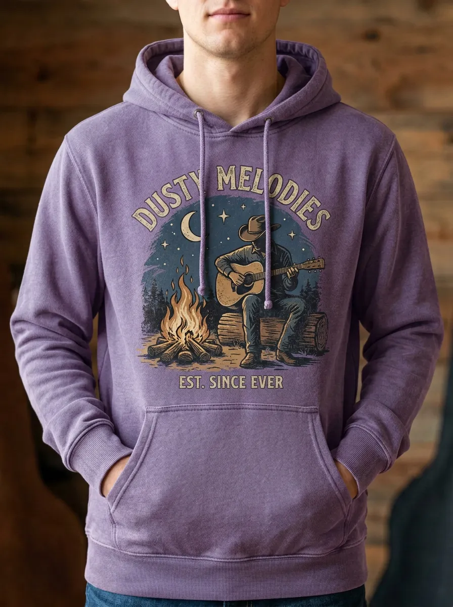 Guitar Campfire Men's Country Music Pullover Hoodie