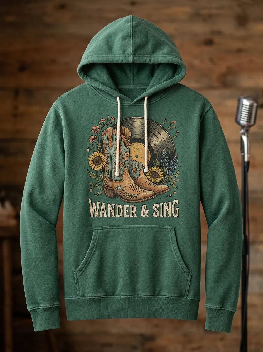 Nashville-Inspired Cowboy Country Music Graphic Hoodie