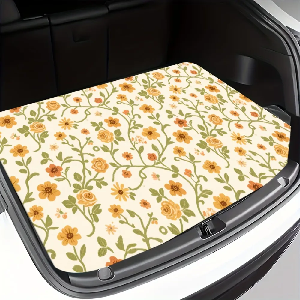 Vintage Floral Car Trunk Mat