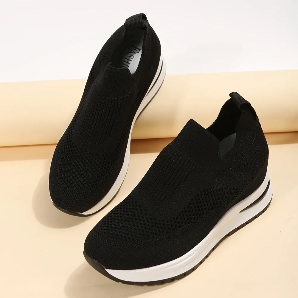 Platform Slip Mesh Wedge Sole Sneakers