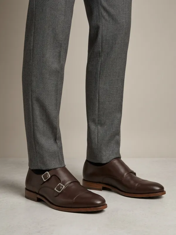 Men's Contemporary Business Formal Leather Double Monk Strap Shoes