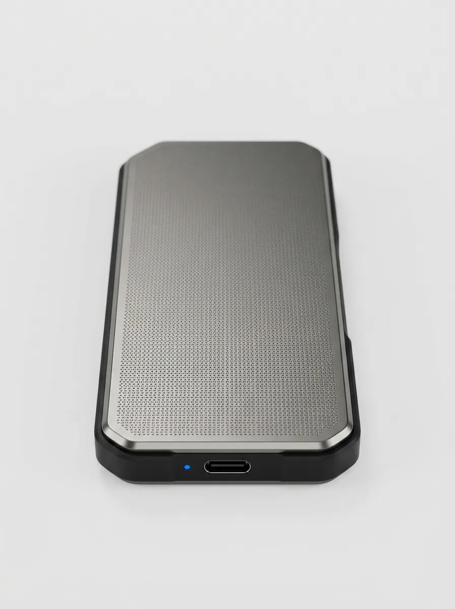 Portable External Solid State Drive Metallic Texture
