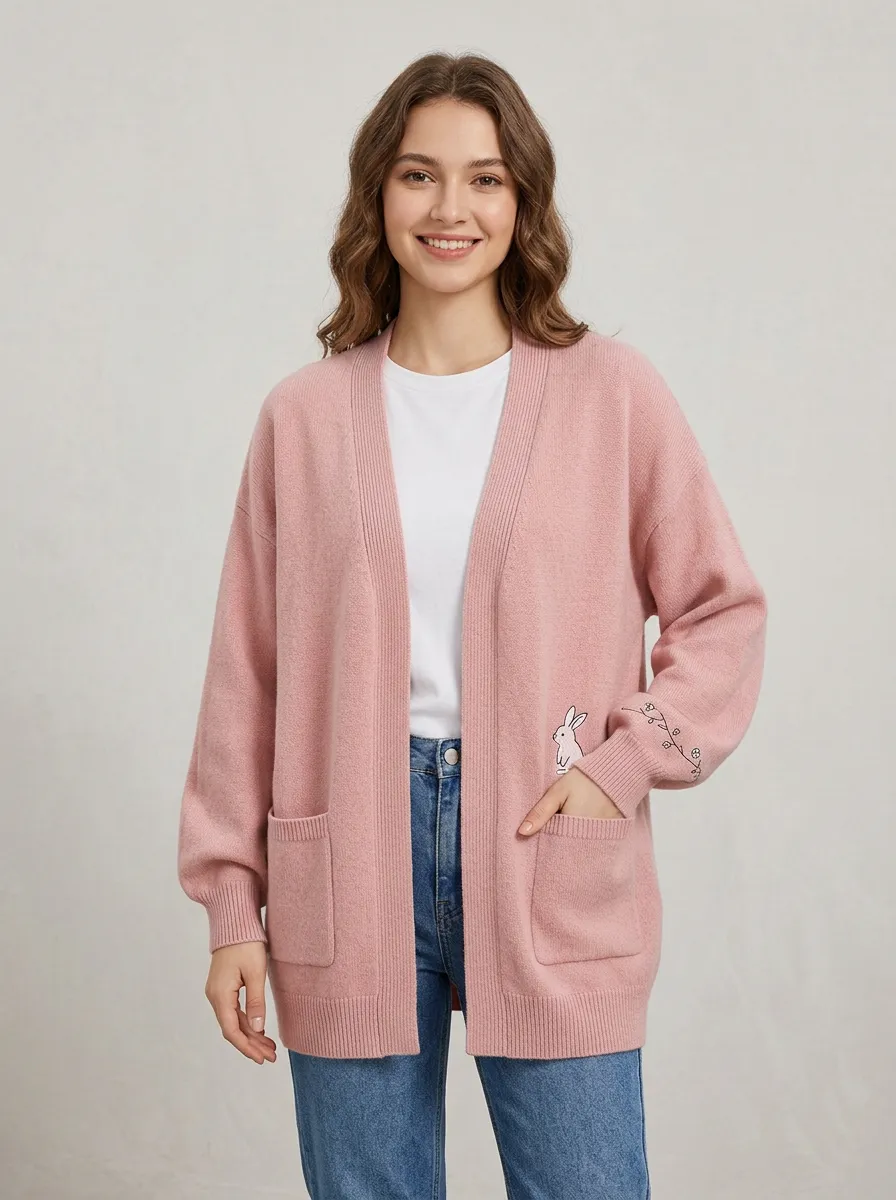 Pink Rabbit Floral Embroidered Cardigan
