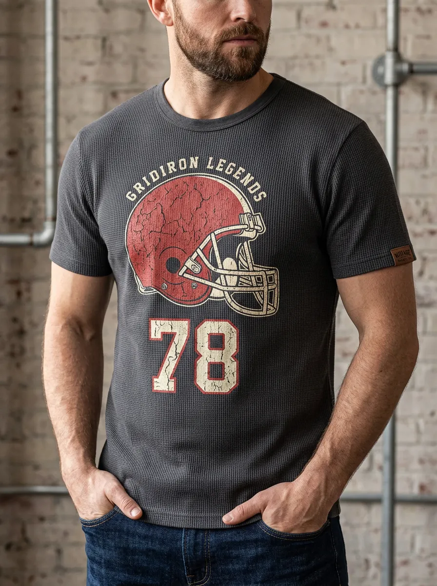 Men's Football Lover Gridiron Legends 78 Helmet Printed T-shirt