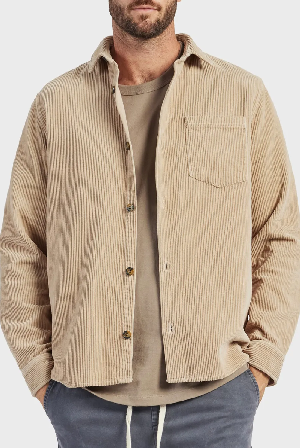 Textured Corduroy Casual Overshirt