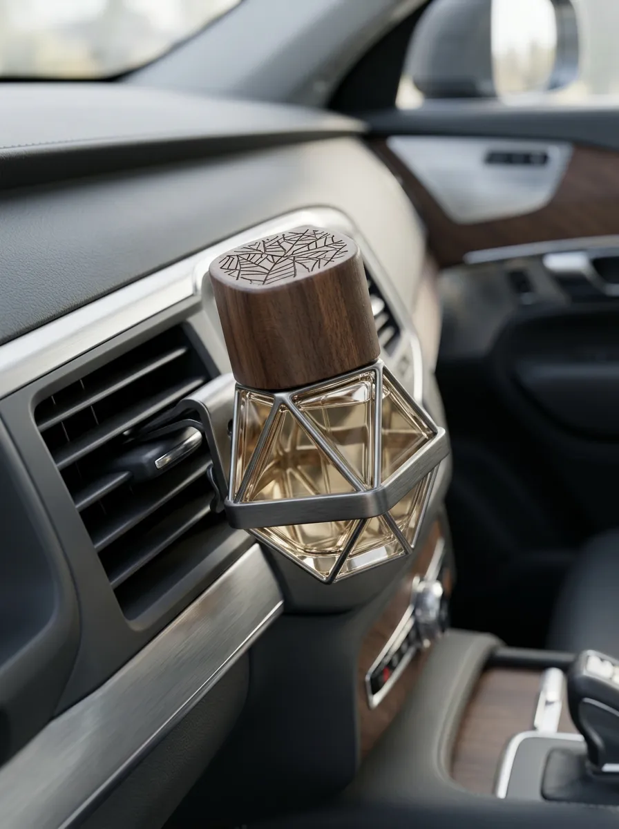 Modern Geometric Wood-Grain Car Air Freshener
