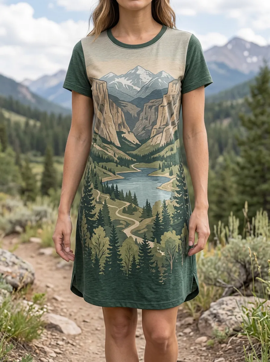 Women's Landscape Graphic T-Shirt Dress