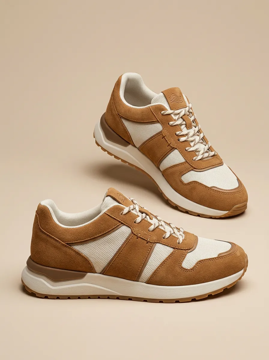 Unisex Modern Casual Minimalist Suede Mesh Print Sneakers