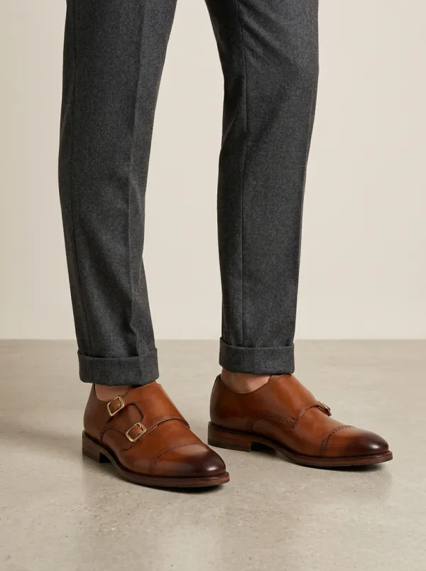 Men's Casual Classic Business Double Monk Strap Leather Shoes