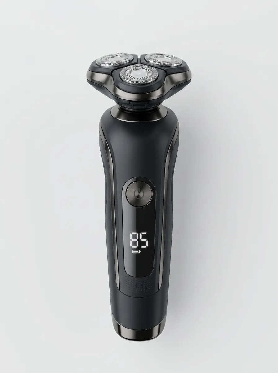 Rotary Triple-Head LED Display Electric Shaver for Personal Care Routines