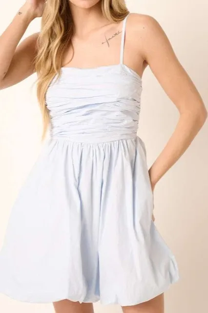 Bubble Hem Ruched Mini Dress