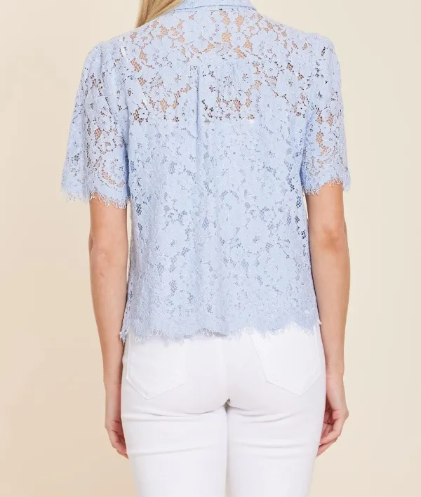 Lace Pearl Button Blouse