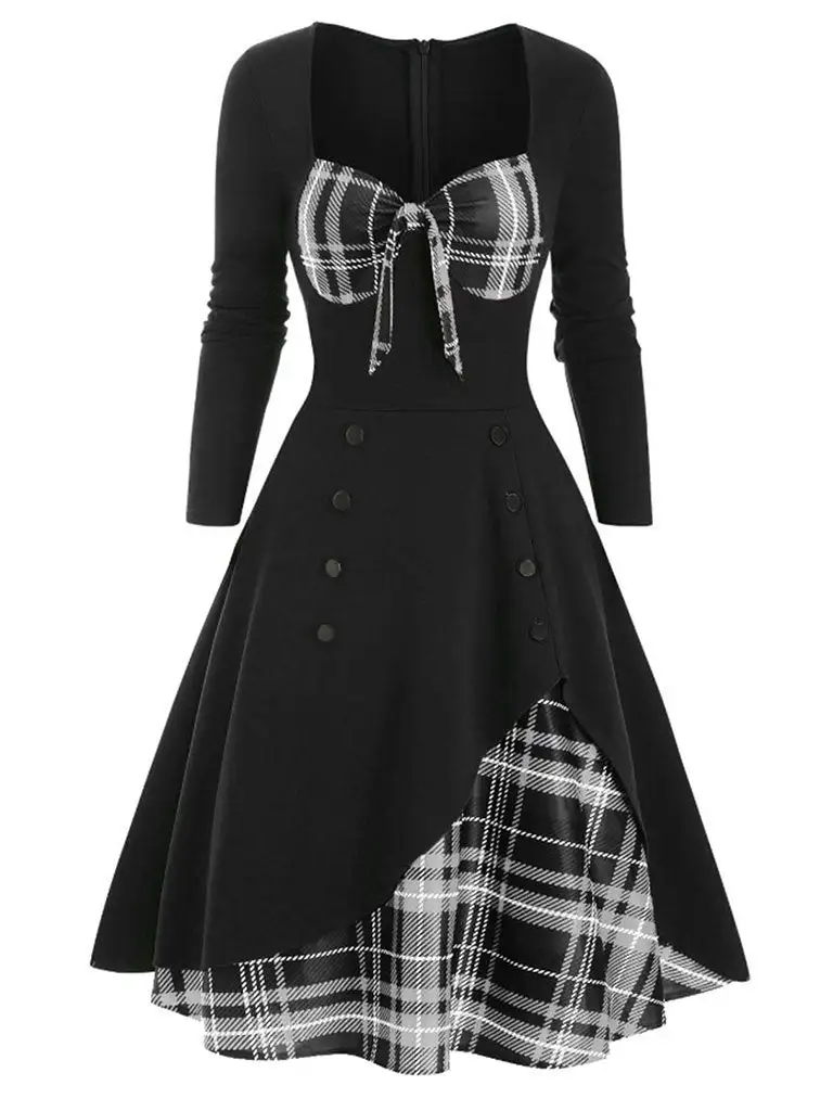 Layered Bow Swing Swing Dress