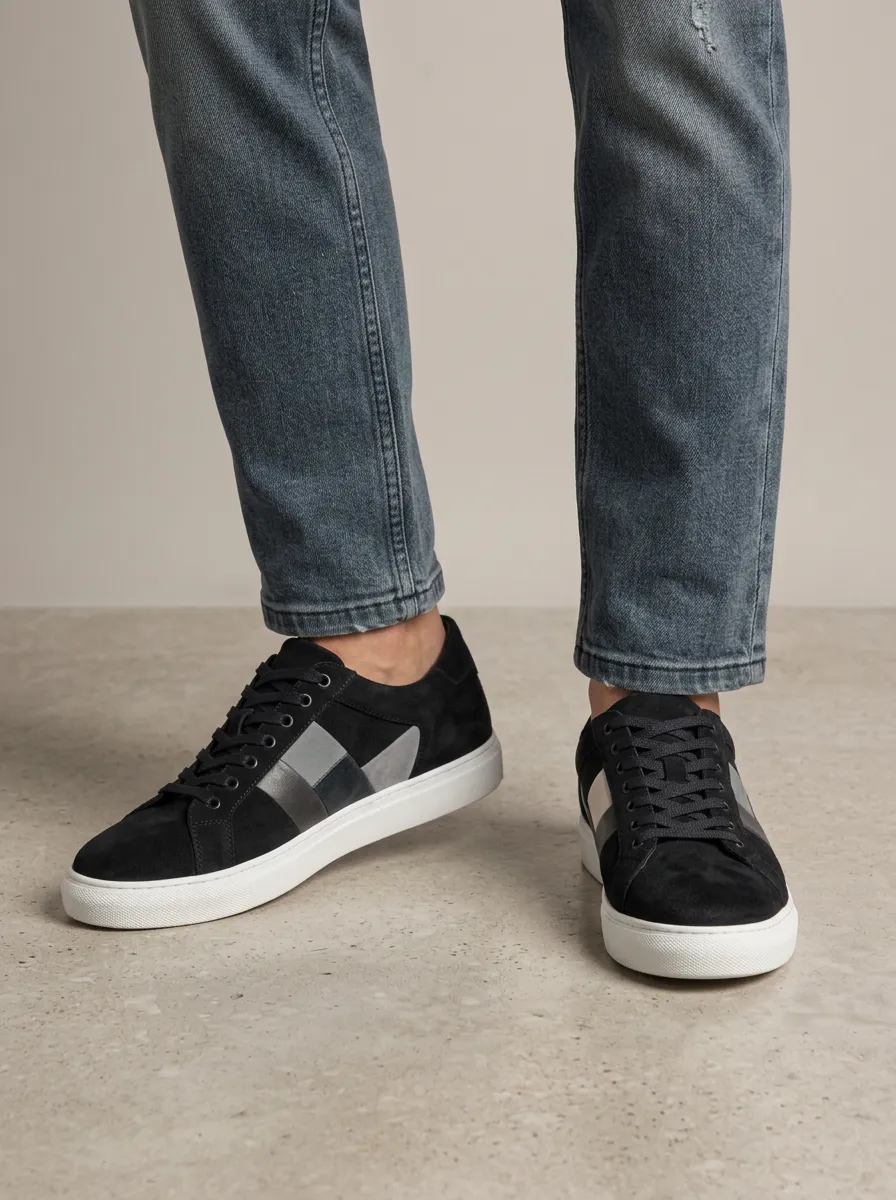Men's Minimalist Colorblock Suede Printed Casual Shoes