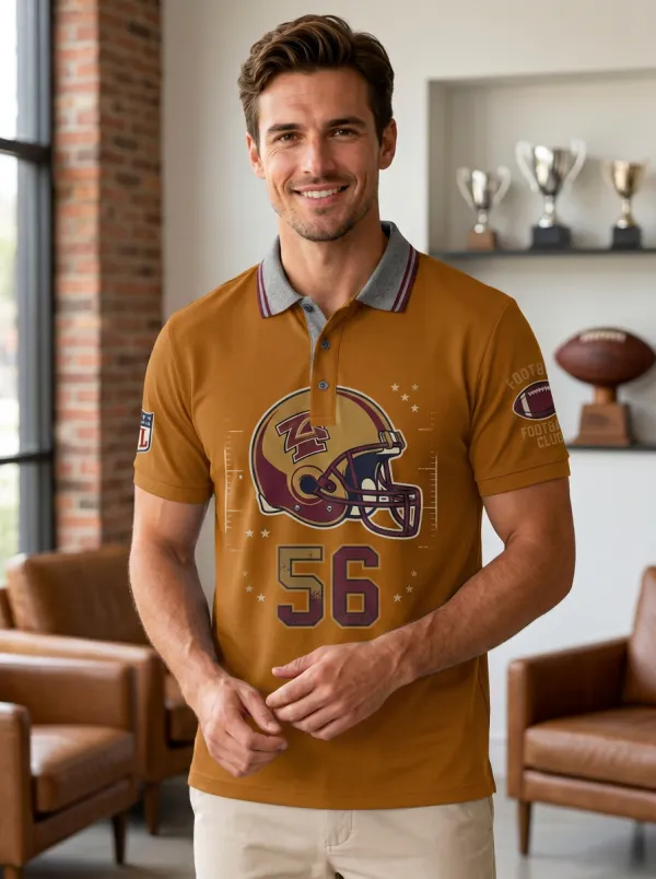 Men's Football Helmet Polo Shirt