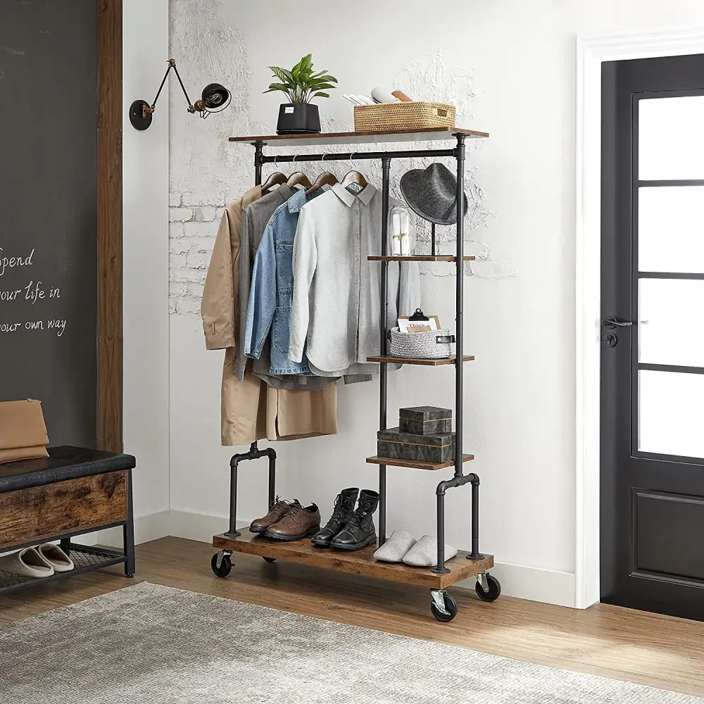 Rolling Open Wardrobe Storage Rack