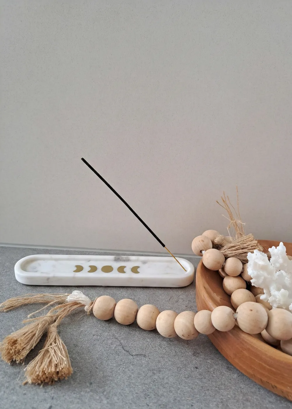 Celestial Marble Incense Holder White