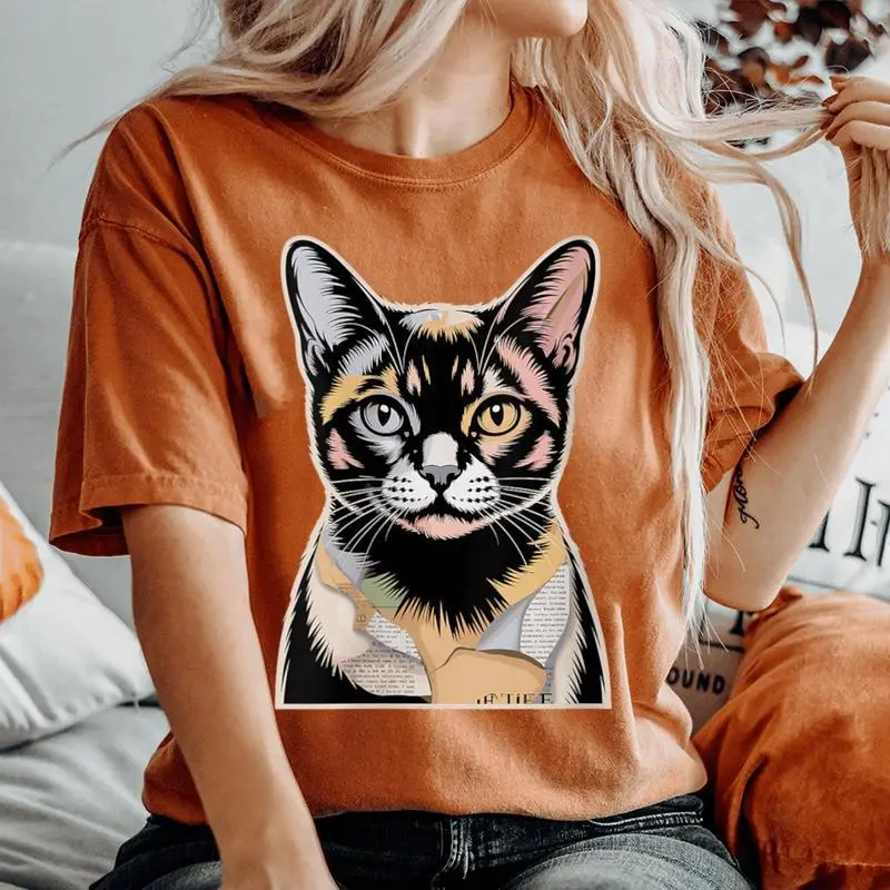 Newspaper Art European Burmese Cat Women's Oversized Comfort Colors T-Shirt